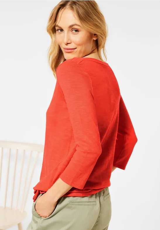 Strukturiertes Basic Shirt papaya orange