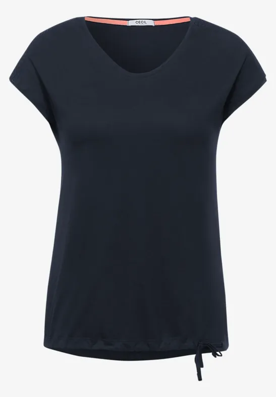 Shirt met gesmokte details deep blue