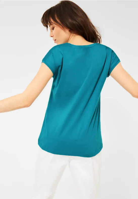 T-shirt avec détails smockés cool lagoon blue