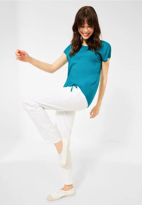 T-shirt avec détails smockés cool lagoon blue