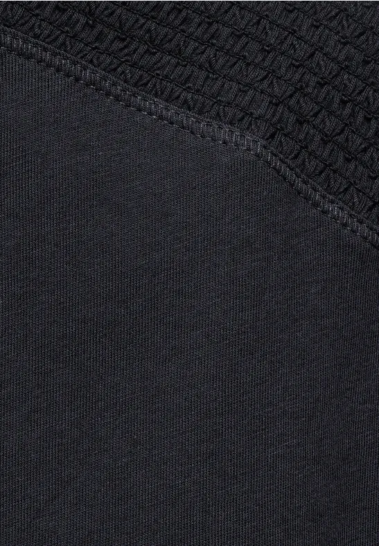 Shirt met gesmokte details carbon grey