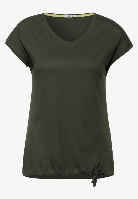 T-shirt avec détails smockés utility olive