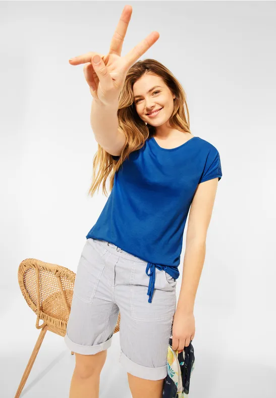 T-shirt avec détails smockés lake blue