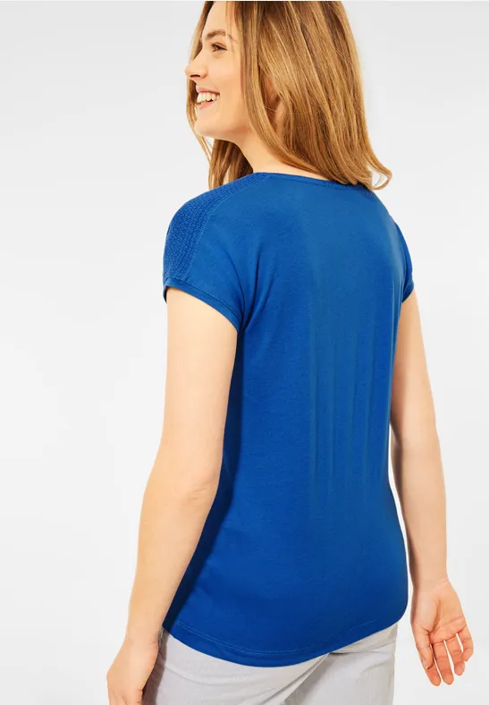 T-shirt avec détails smockés lake blue