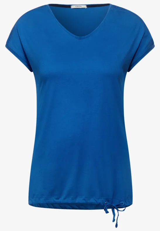 T-shirt avec détails smockés lake blue