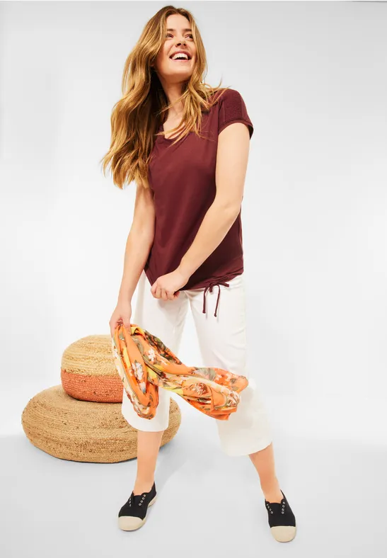 T-shirt avec détails smockés copper brown
