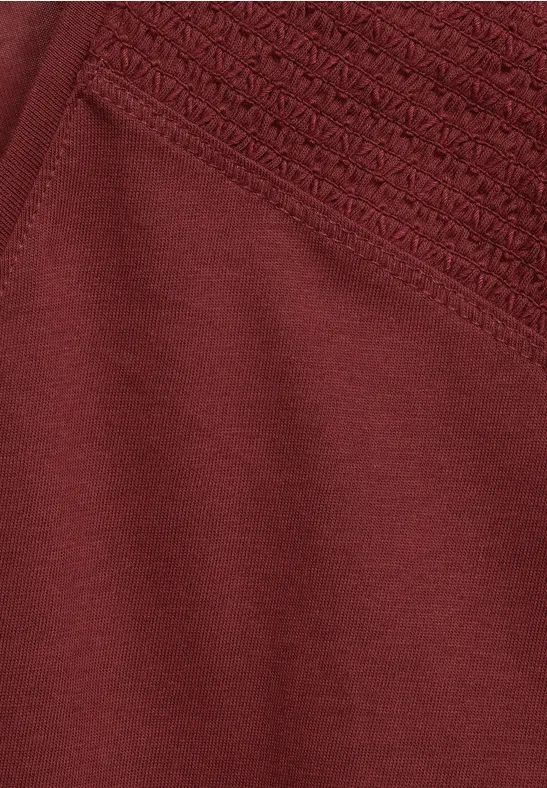 T-shirt avec détails smockés copper brown
