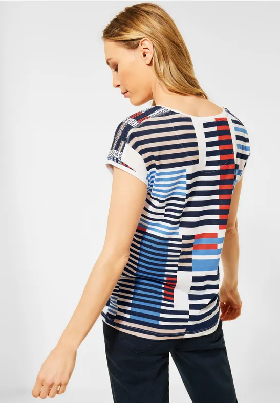 T-shirt met gesmokte details deep blue