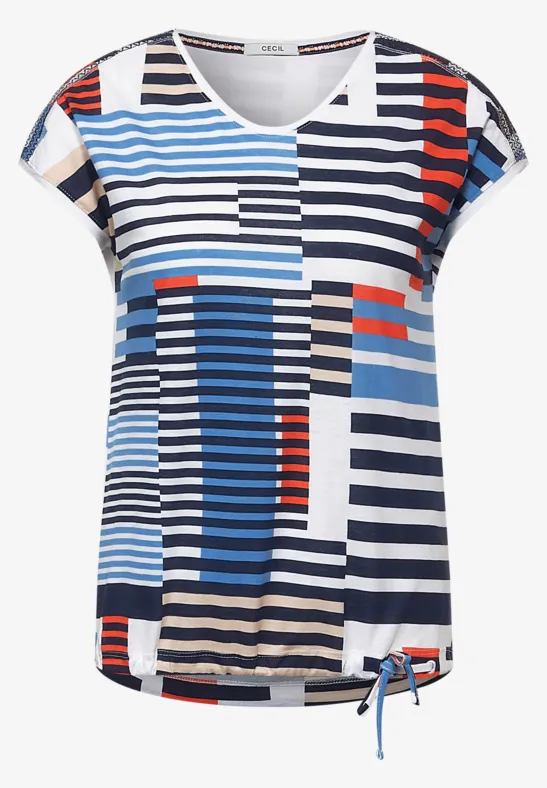 T-shirt met gesmokte details deep blue