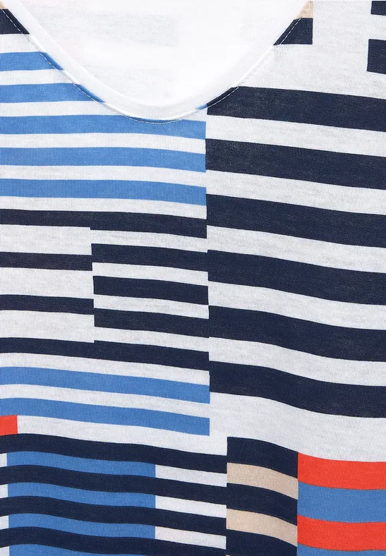 T-shirt met gesmokte details deep blue
