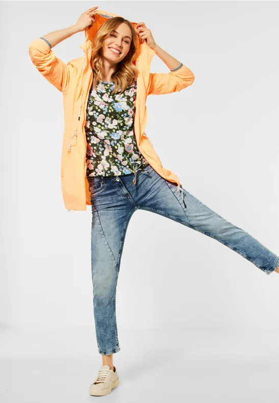 T-Shirt mit Blumen Muster utility olive