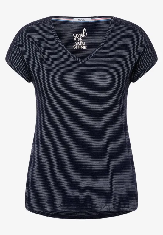 T-shirt met gesmokte details deep blue