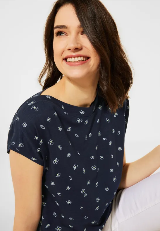 T-Shirt mit Minimal Print deep blue