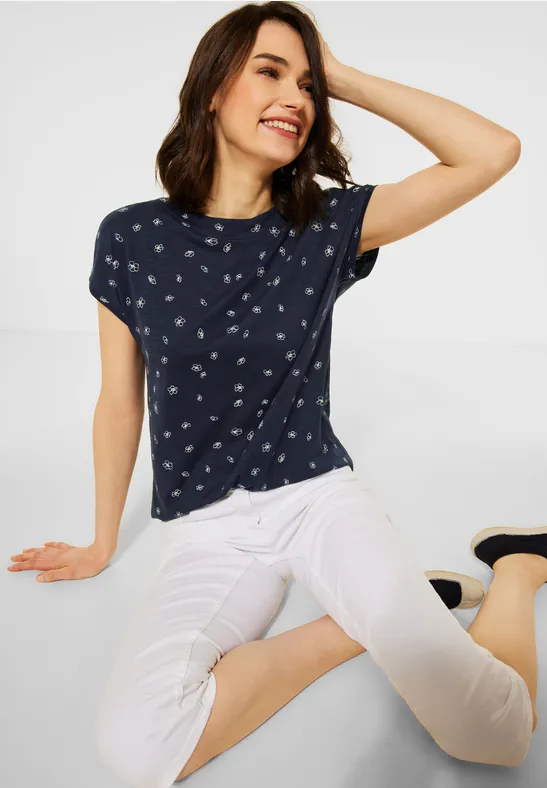 T-Shirt mit Minimal Print deep blue