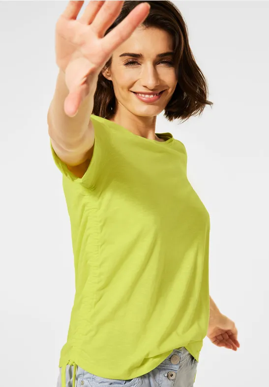 T-shirt met plooitjes sunny lime