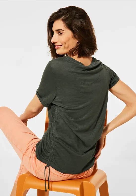 T-shirt met plooitjes utility olive