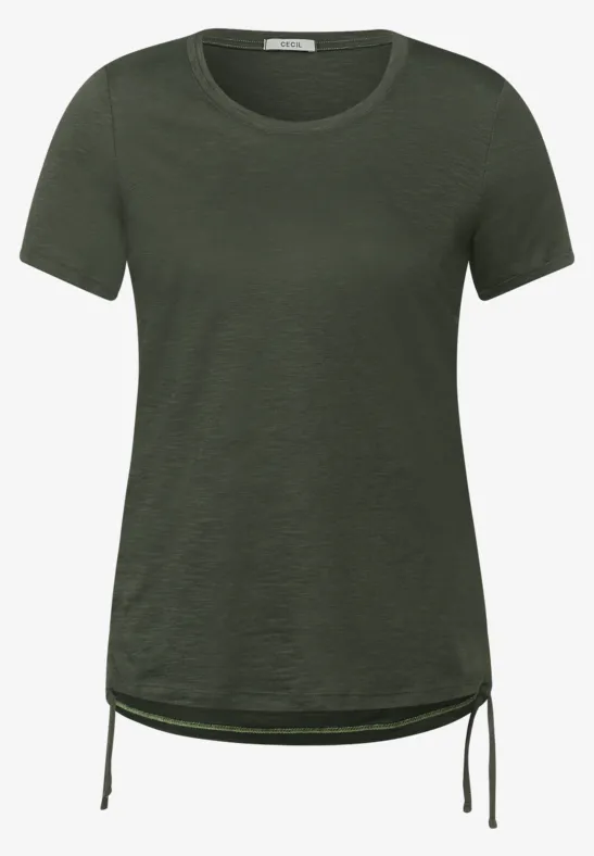 T-shirt met plooitjes utility olive