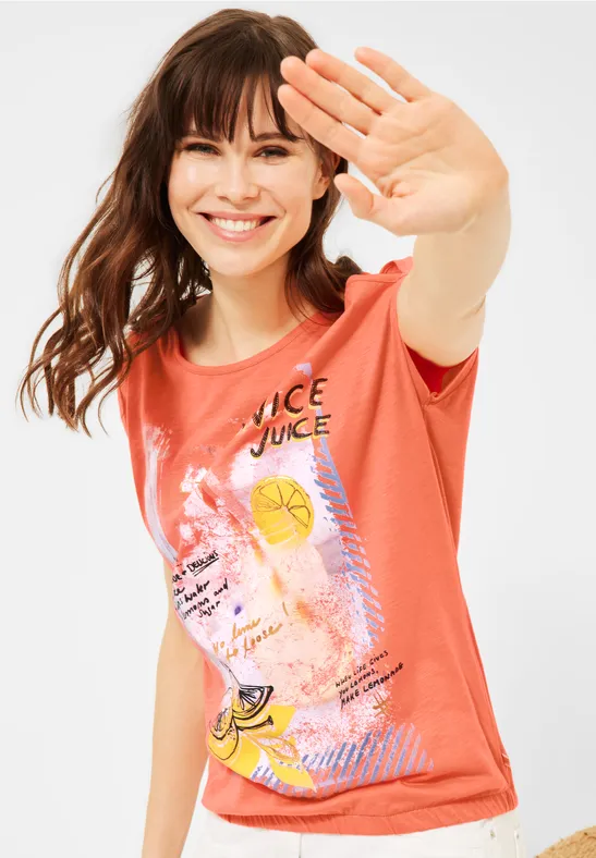T-Shirt mit Print fresh coral