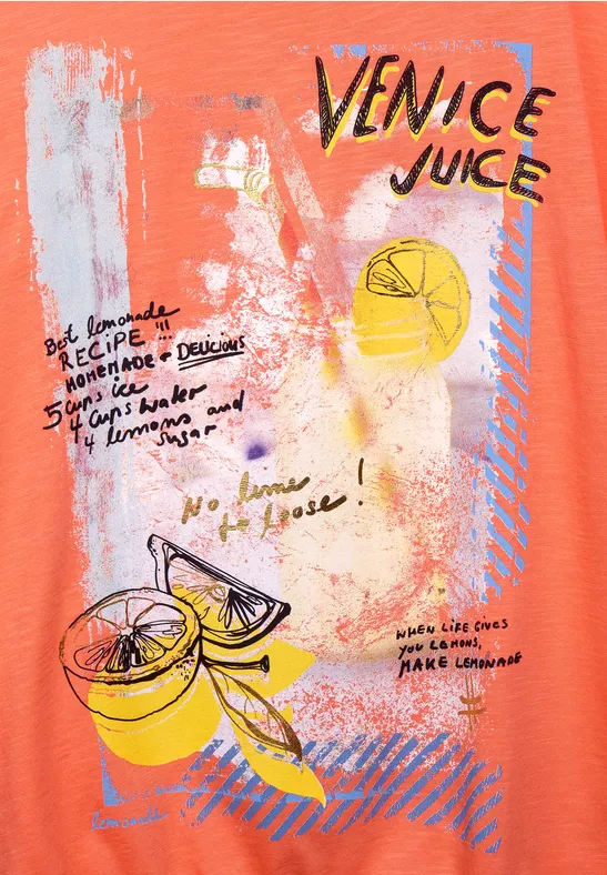 T-Shirt mit Print fresh coral