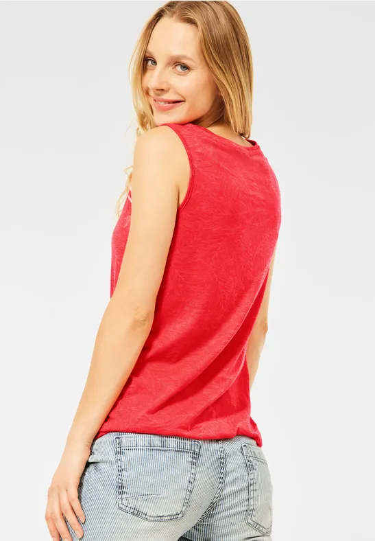 Top in burn-out look poppy red