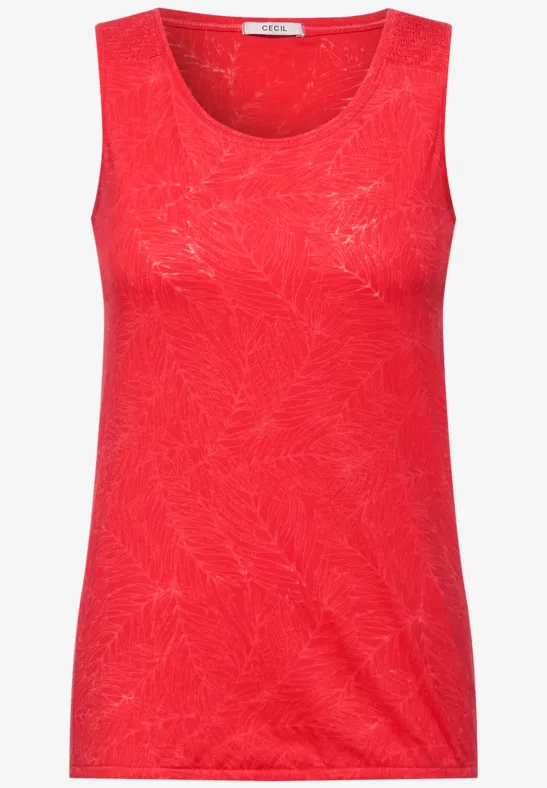 Top in burn-out look poppy red