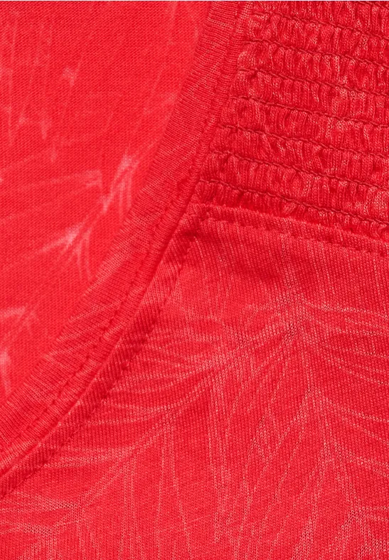 Top in burn-out look poppy red