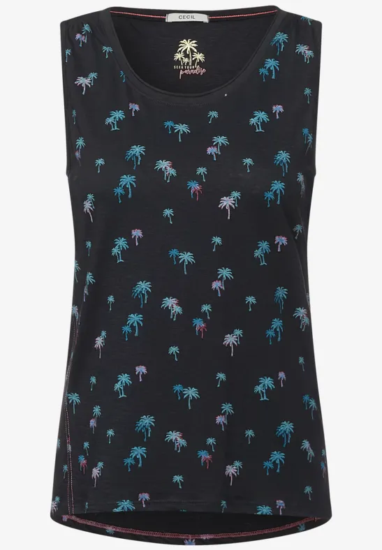 Top met minimalistische print carbon grey