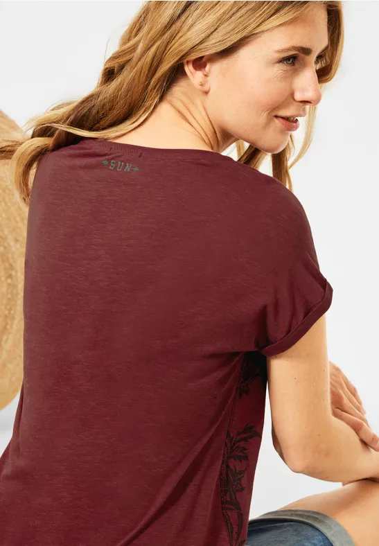 T-Shirt mit Blumen Print copper brown