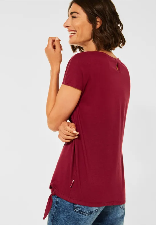 T-shirt met strikdetail copper brown