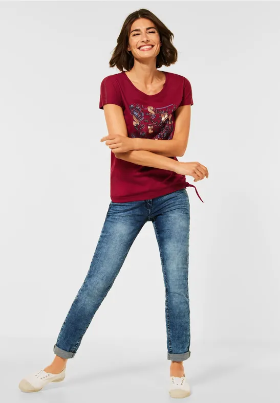 T-shirt met strikdetail copper brown