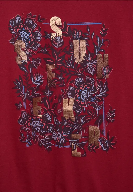 T-shirt met strikdetail copper brown