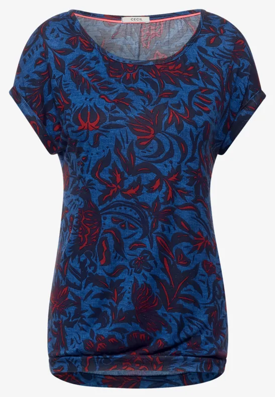 T-shirt avec imprimé à fleurs lake blue