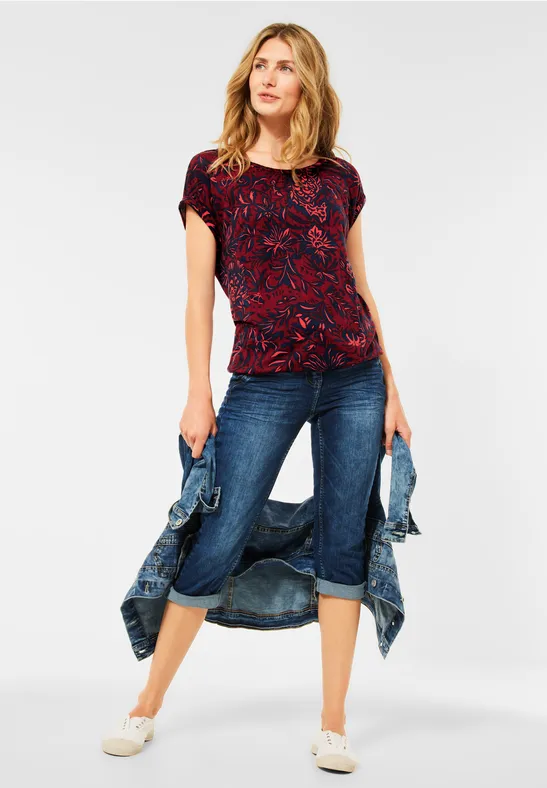 T-shirt avec imprimé à fleurs copper brown