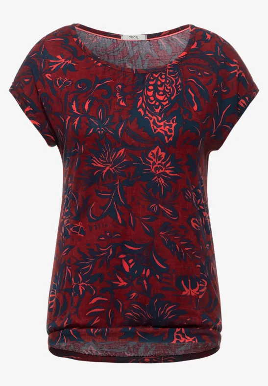 T-shirt avec imprimé à fleurs copper brown