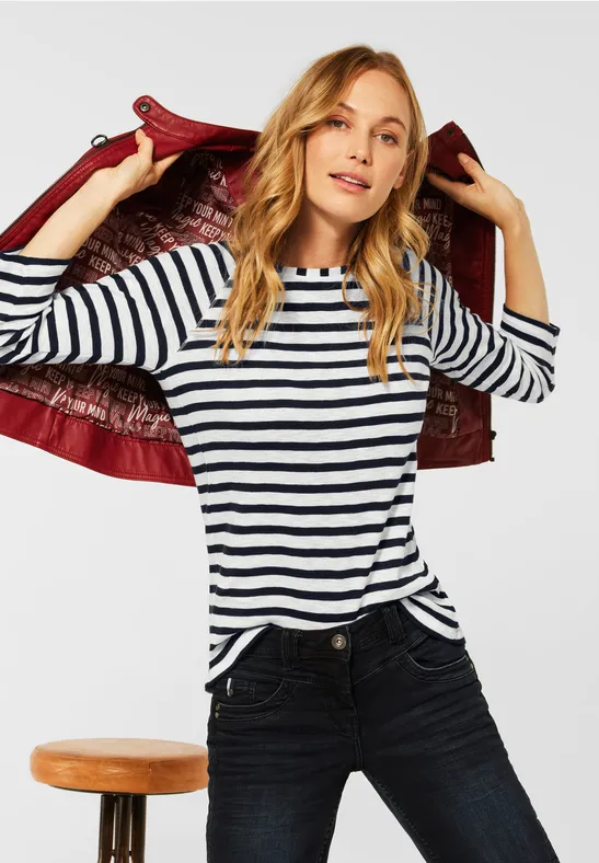 T-shirt met gestreept patroon deep blue
