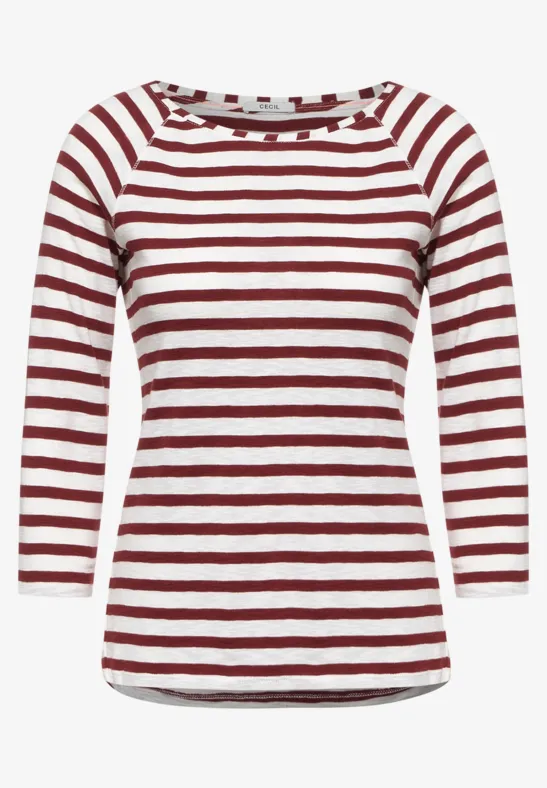 T-shirt met gestreept patroon copper brown