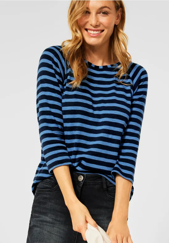 T-shirt met gestreept patroon soft mid blue
