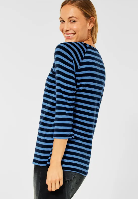 T-shirt met gestreept patroon soft mid blue