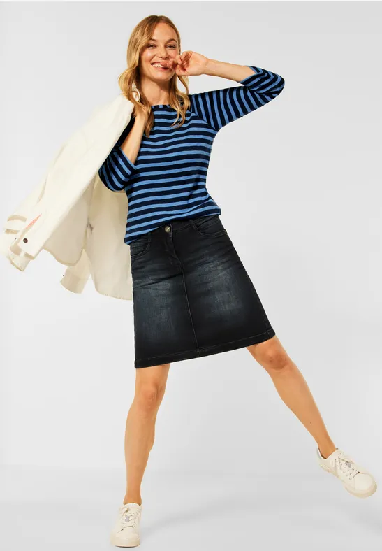 T-shirt met gestreept patroon soft mid blue