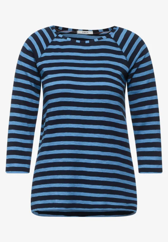 T-shirt met gestreept patroon soft mid blue