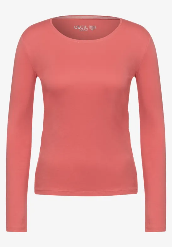Basic Shirt in Unifarbe rose pepper