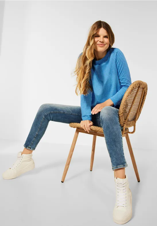 Shirt met gestreept patroon mountain blue