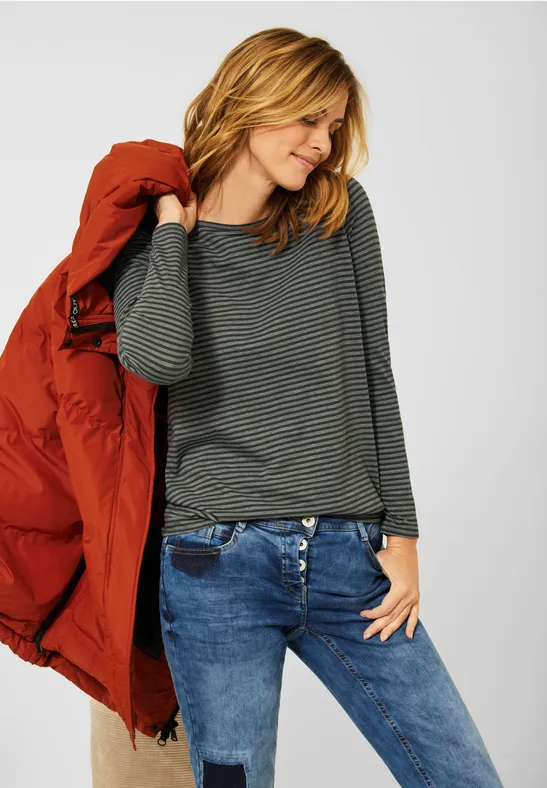 Shirt met gestreept patroon utility olive