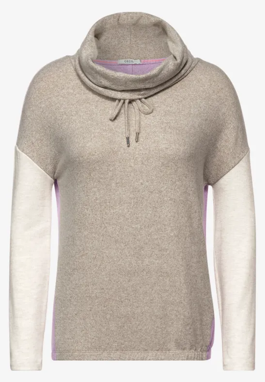 Shirt in colourblock oak wood beige melange