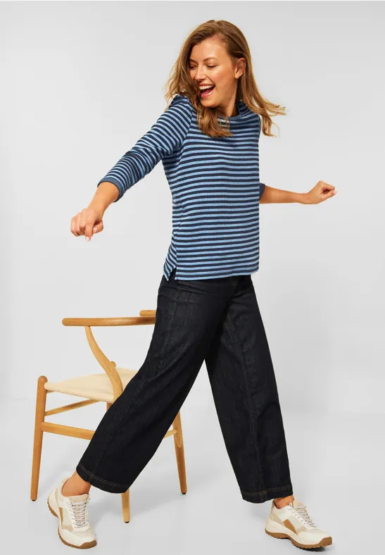 Dubbelzijdig strepenshirt mountain blue melange