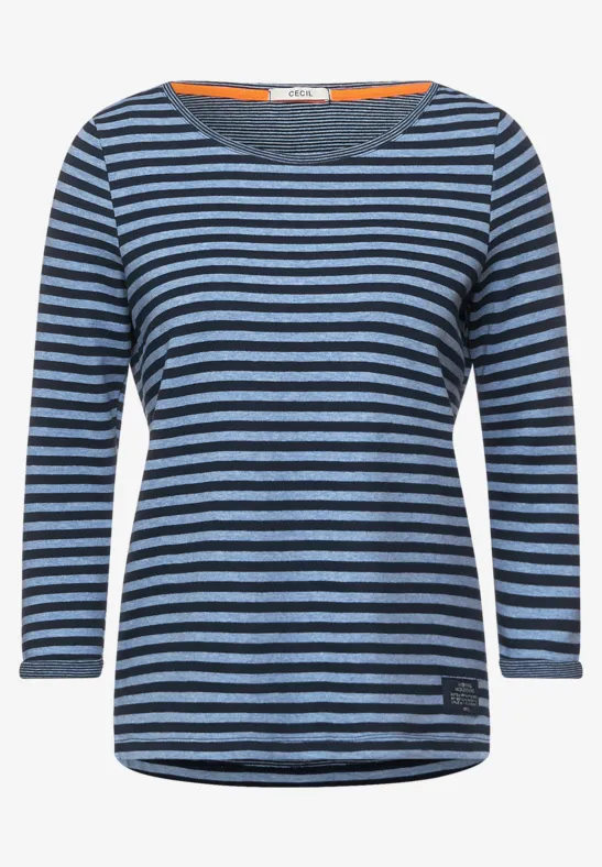 Dubbelzijdig strepenshirt mountain blue melange
