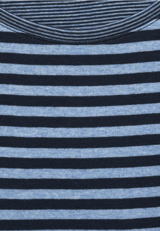 Dubbelzijdig strepenshirt mountain blue melange
