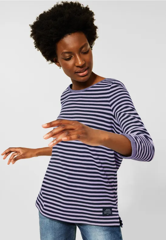 Dubbelzijdig strepenshirt deep violet melange
