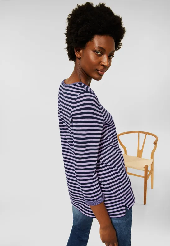 Dubbelzijdig strepenshirt deep violet melange