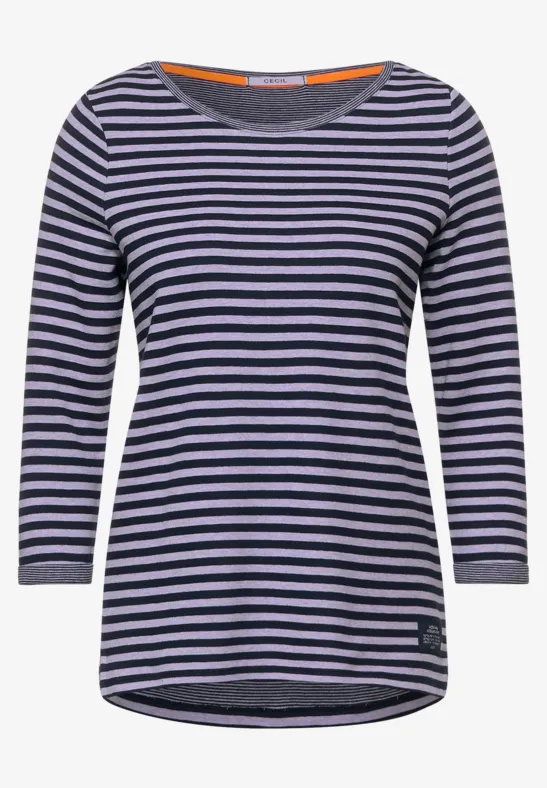 Dubbelzijdig strepenshirt deep violet melange